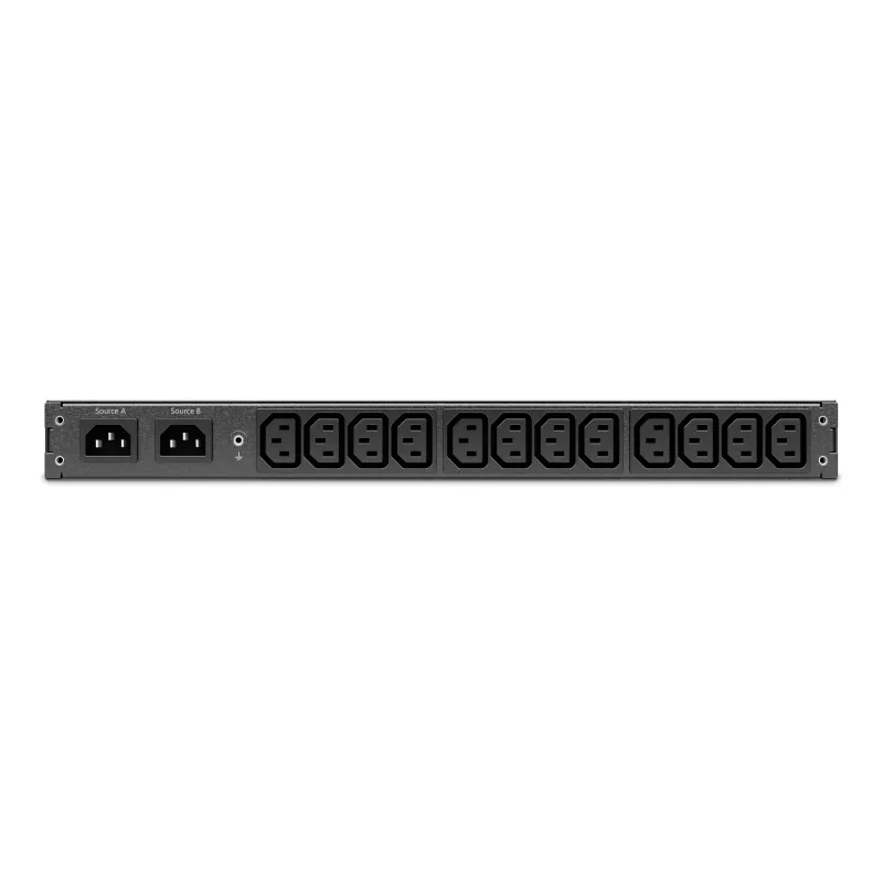 APC NetShelter Rack automatinis perjungimo jungiklis, 1U, 10A, 230V, C14 IN, 12 C13 OUT, 50/60Hz