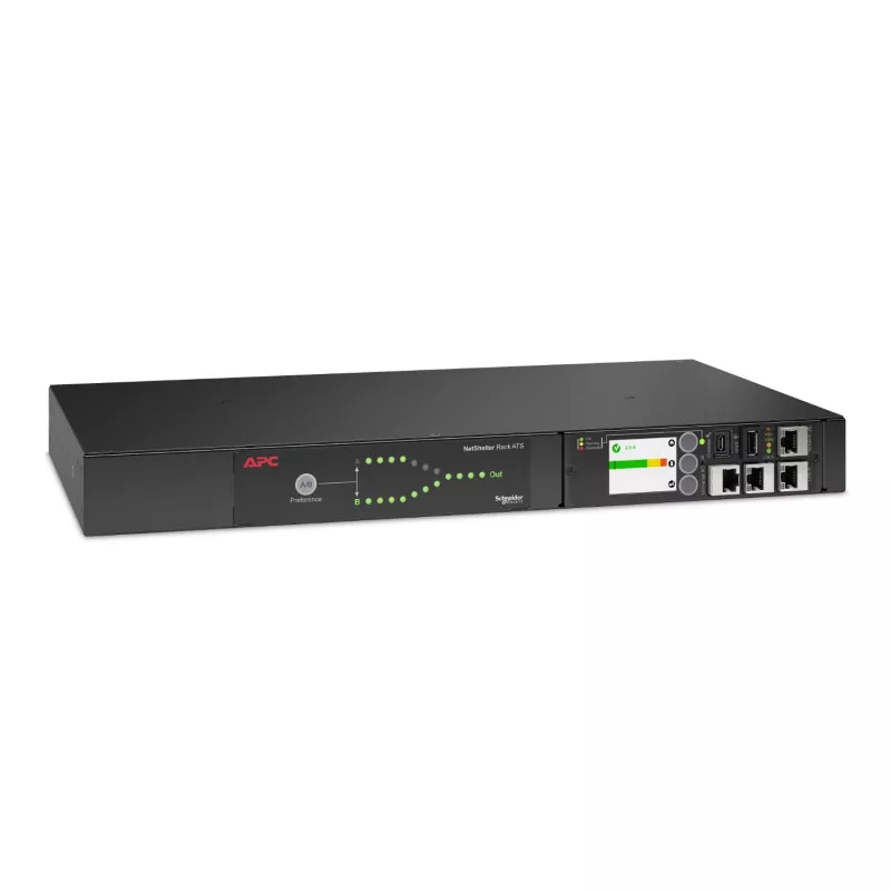 APC NetShelter Rack automatinis perjungimo jungiklis, 1U, 10A, 230V, C14 IN, 12 C13 OUT, 50/60Hz