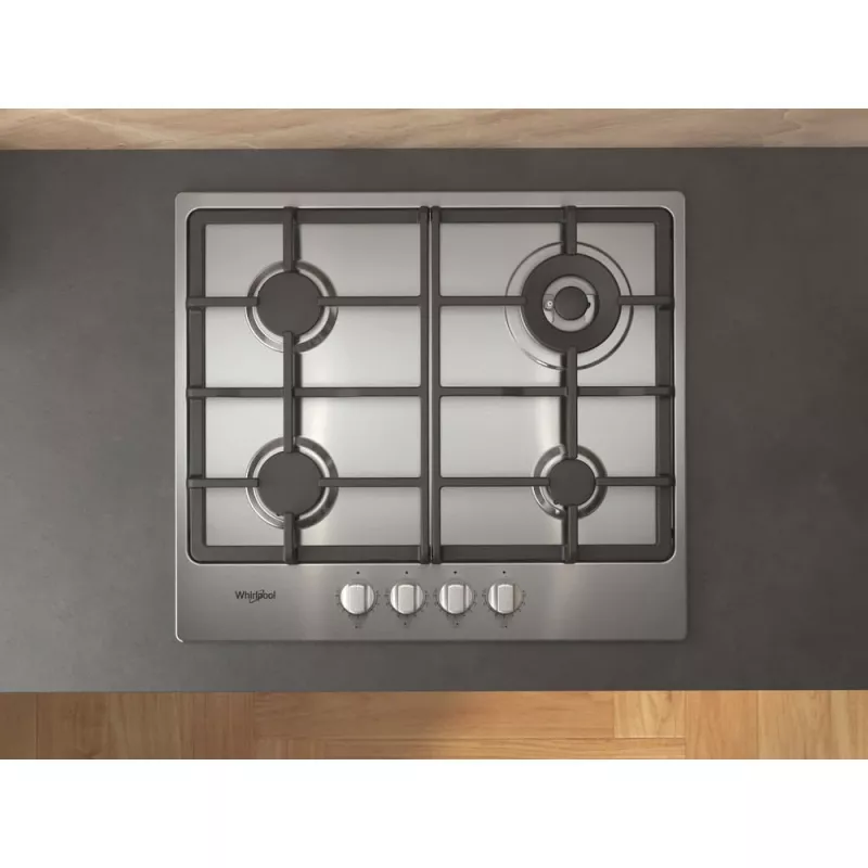 Whirlpool TGML 661 IX R įmontuojama dujinė kaitlentė, nerūdijantis plienas, 58 cm, 4 zonos
