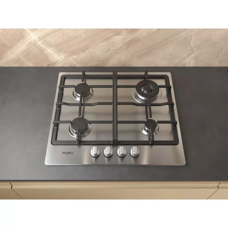 Whirlpool TGML 661 IX R įmontuojama dujinė kaitlentė, nerūdijantis plienas, 58 cm, 4 zonos