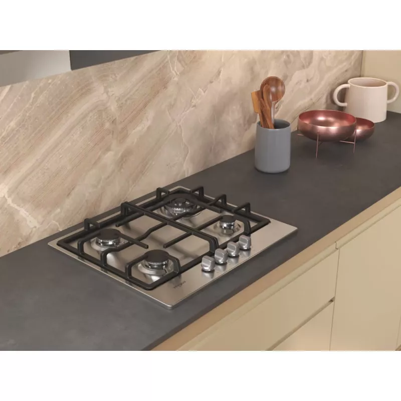 Whirlpool TGML 661 IX R įmontuojama dujinė kaitlentė, nerūdijantis plienas, 58 cm, 4 zonos