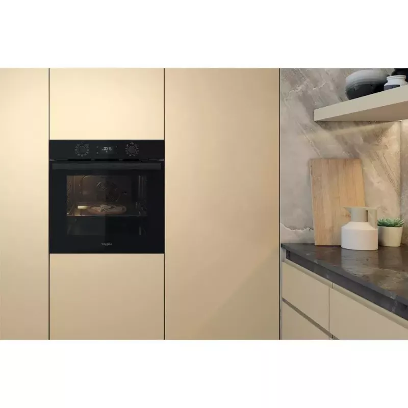 Įmontuojama elektrinė orkaitė WHIRLPOOL OMR58HU1B — 71 L, A+, hidrolitinis valymas, konvekcija, grilis, ištraukiami bėgeliai