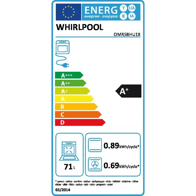 Whirlpool OMR58HU1X 71 L 2900 W Nerūdijantis plienas