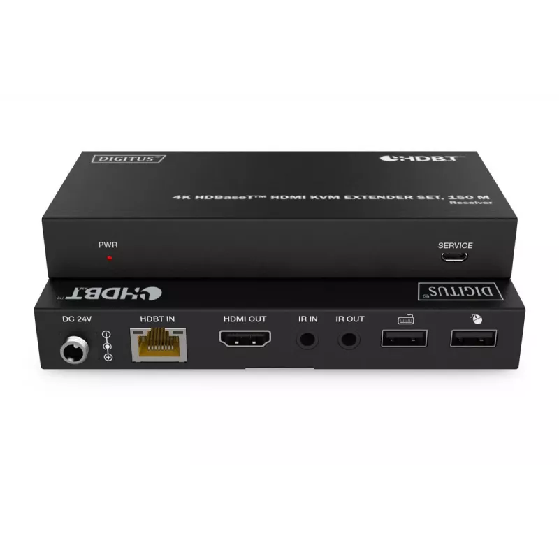 DIGITUS HDBaseT KVM Extender rinkinys - 150m 4K/60Hz USB 1.1 PoC IR juodas