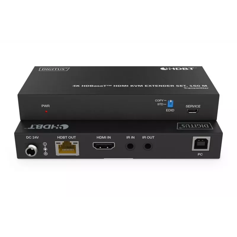 DIGITUS HDBaseT KVM Extender rinkinys - 150m 4K/60Hz USB 1.1 PoC IR juodas