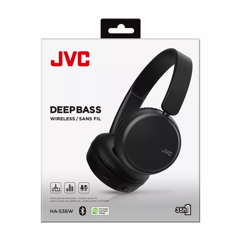 JVC Deep Bass Bluetooth ausinės ant ausų, juodos, belaidės, skambučiams/muzikai, 20-20000 Hz, 157 g