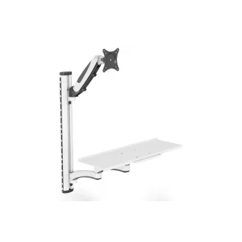 DIGITUS darbo stotelė monitoriui, klaviatūrai ir pelei ant sienos, 32 col., 8 kg, VESA 75x75/100x100, balta/juoda