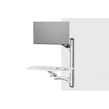DIGITUS darbo stotelė monitoriui, klaviatūrai ir pelei ant sienos, 32 col., 8 kg, VESA 75x75/100x100, balta/juoda