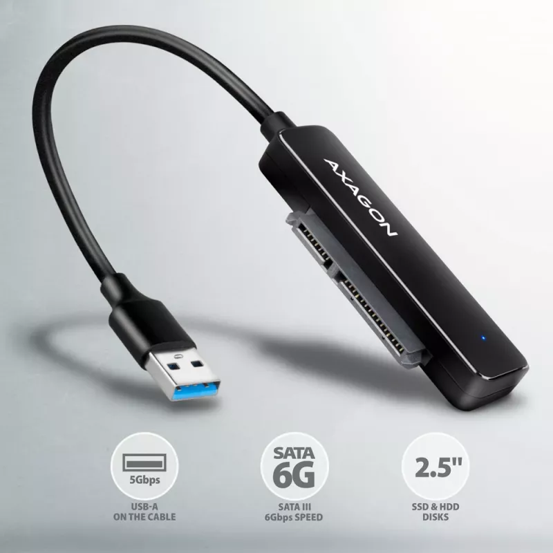 Axagon ADSA-FP2A sąsajos adapteris USB 3.2 Gen 1 SATA vyriškas juodas