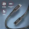 Axagon BUCM32-CF10AB SPEED+ USB-C USB 20Gbps ilginimo kabelis 1 m