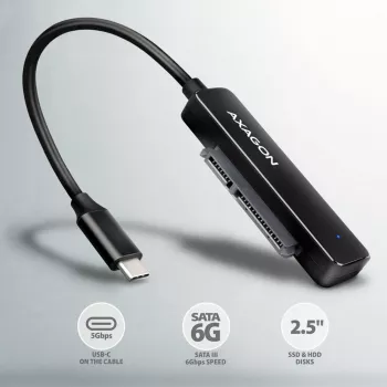 Axagon ADSA-FP2C USB-C 5Gbps – SATA 6G, 2,5 inch SSD/HDD SLIM adapteris