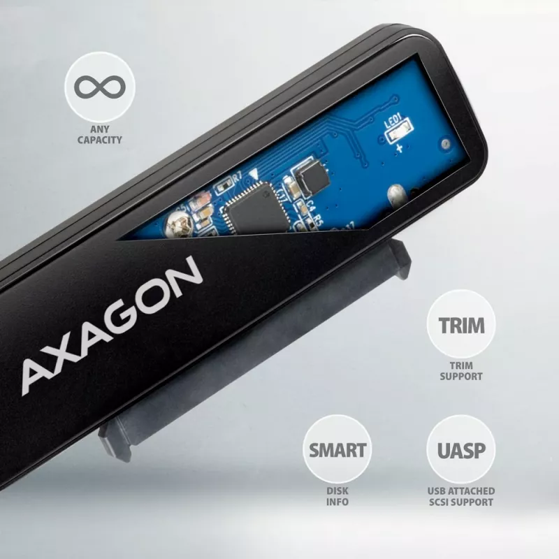 Axagon ADSA-FP2C USB-C 5Gbps – SATA 6G, 2,5 inch SSD/HDD SLIM adapteris