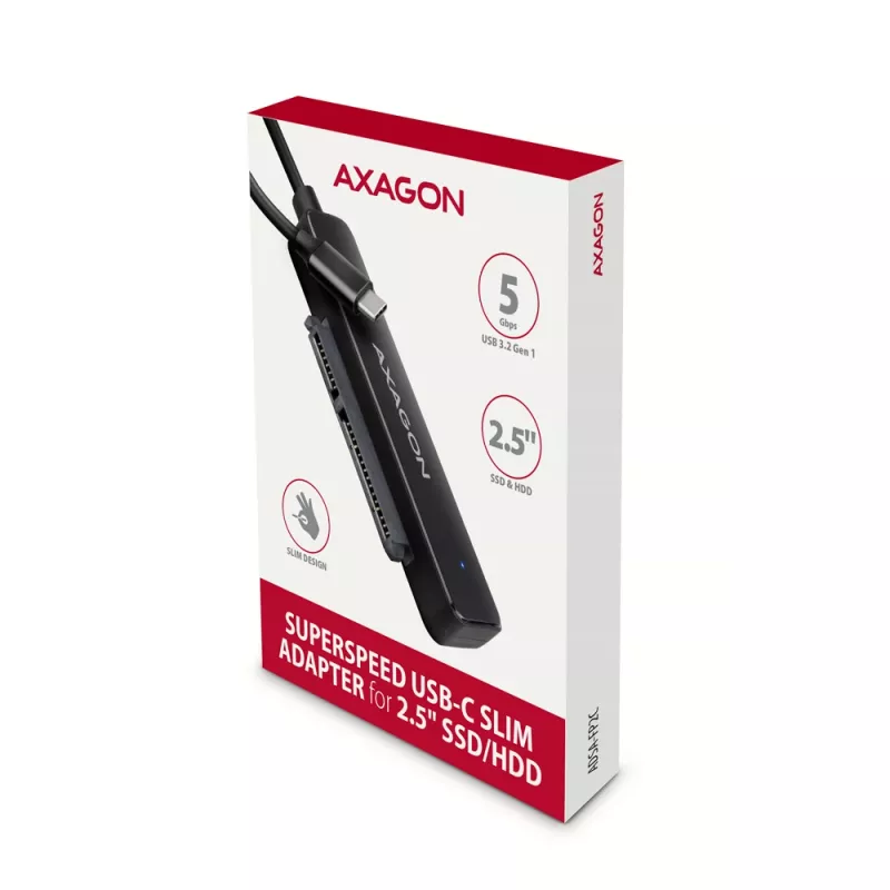 Axagon ADSA-FP2C USB-C 5Gbps – SATA 6G, 2,5 inch SSD/HDD SLIM adapteris