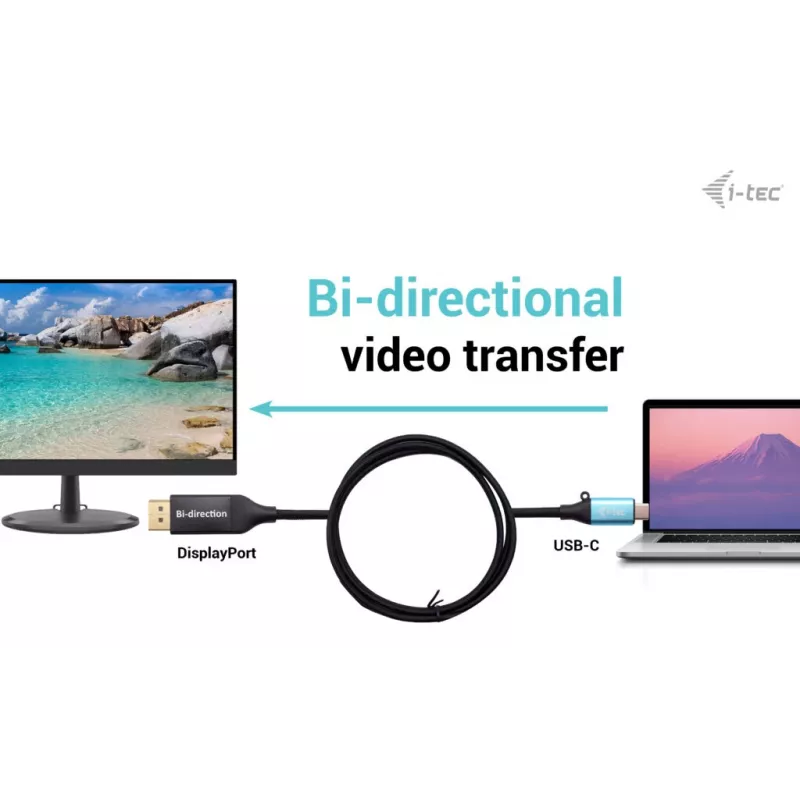 i-tec USB-C DisplayPort dvipusis kabelio adapteris 8K/30Hz 150cm