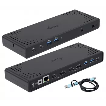 i-tec USB 3.0 / USB-C / Thunderbolt 3 dviejų monitorių dokavimo stotelė Gen2 su 100 W įkrovimu