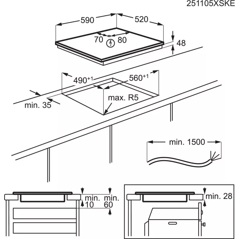 Elektrinė indukcinė kaitlentė Electrolux Serie 300 LIB60420CK, juoda, įmontuojama, 59 cm, 4 zonos