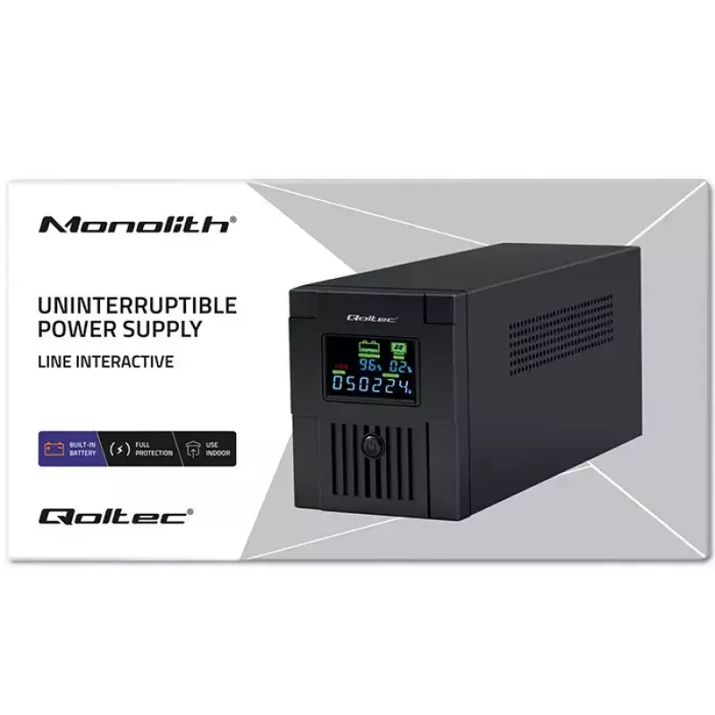 Nepertraukiamo maitinimo šaltinis Qoltec 53771 2 kVA 1200 W 2 AC lizdai