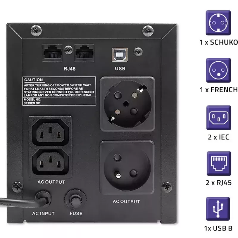 Qoltec 53777 UPS Line-Interactive 2 kVA 1200 W 4 AC lizdai