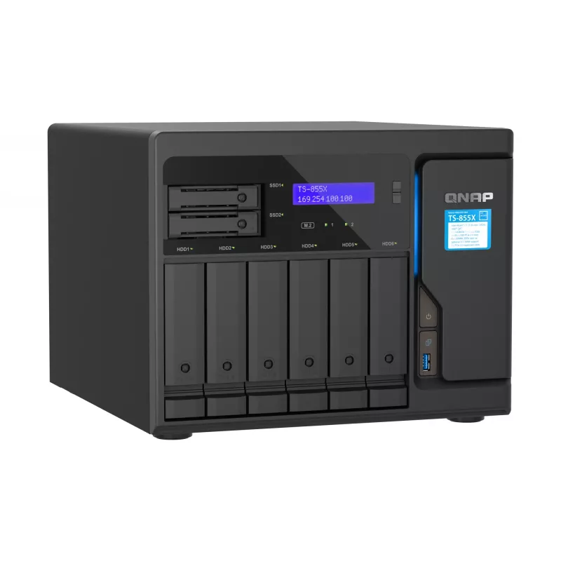 QNAP TS-855X SAN bokštinis Intel Atom® C5125 8 GB DDR4 0 TB QNAP QTS juodas