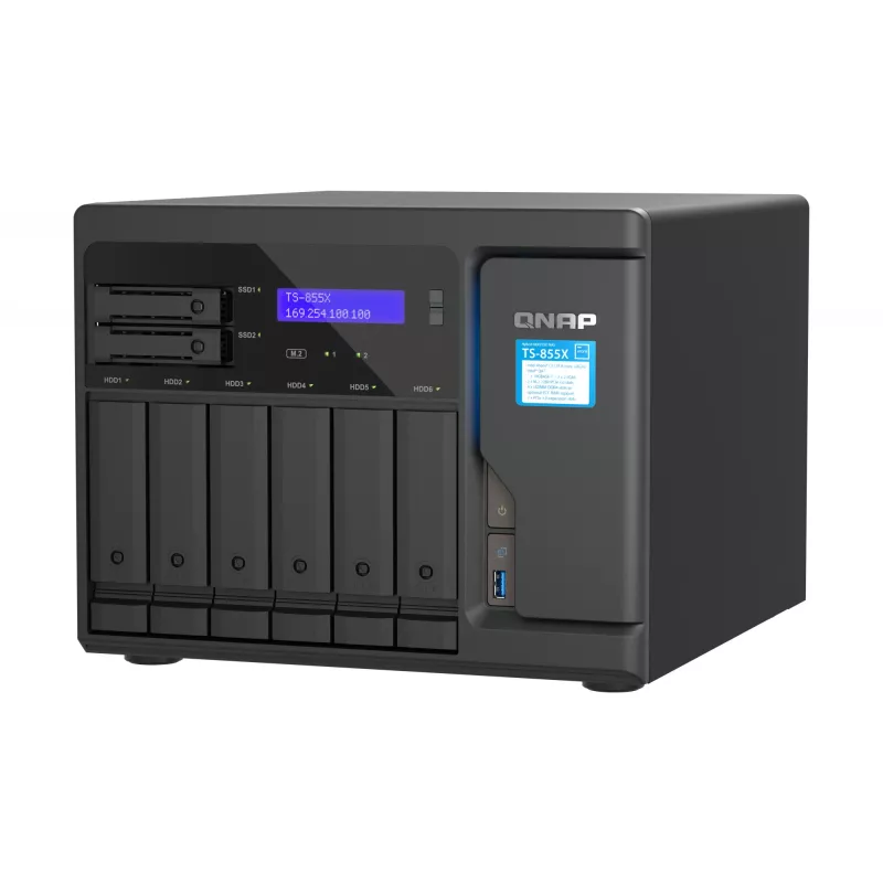 QNAP TS-855X SAN bokštinis Intel Atom® C5125 8 GB DDR4 0 TB QNAP QTS juodas