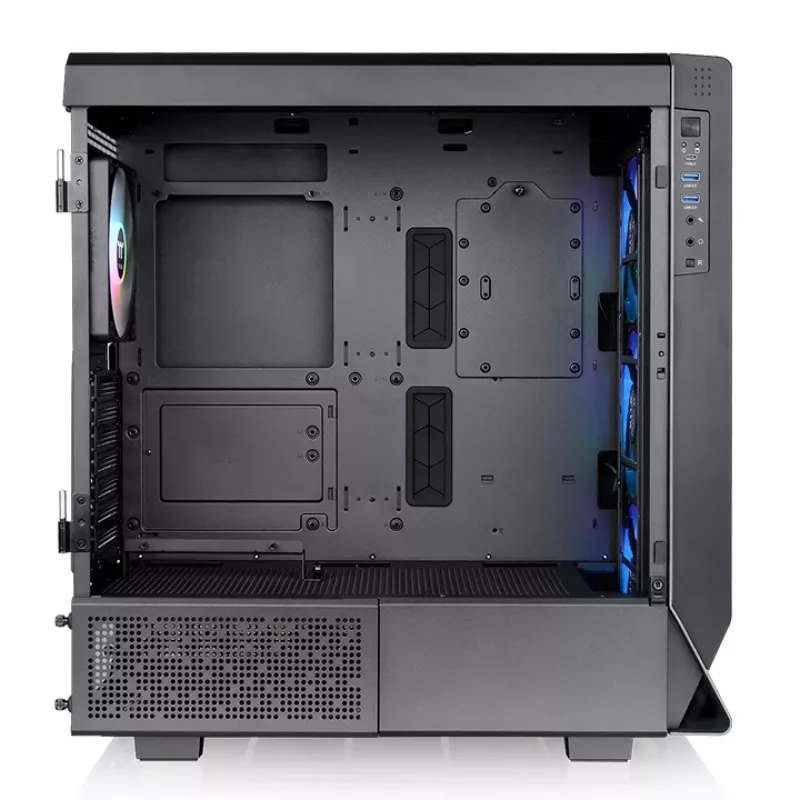 Thermaltake Ceres 500 TG ARGB Midi Tower kompiuterio korpusas, E-ATX, grūdintas stiklas, 3x 140 mm priekiniai ARGB ventiliatoriai, USB-C, juodas