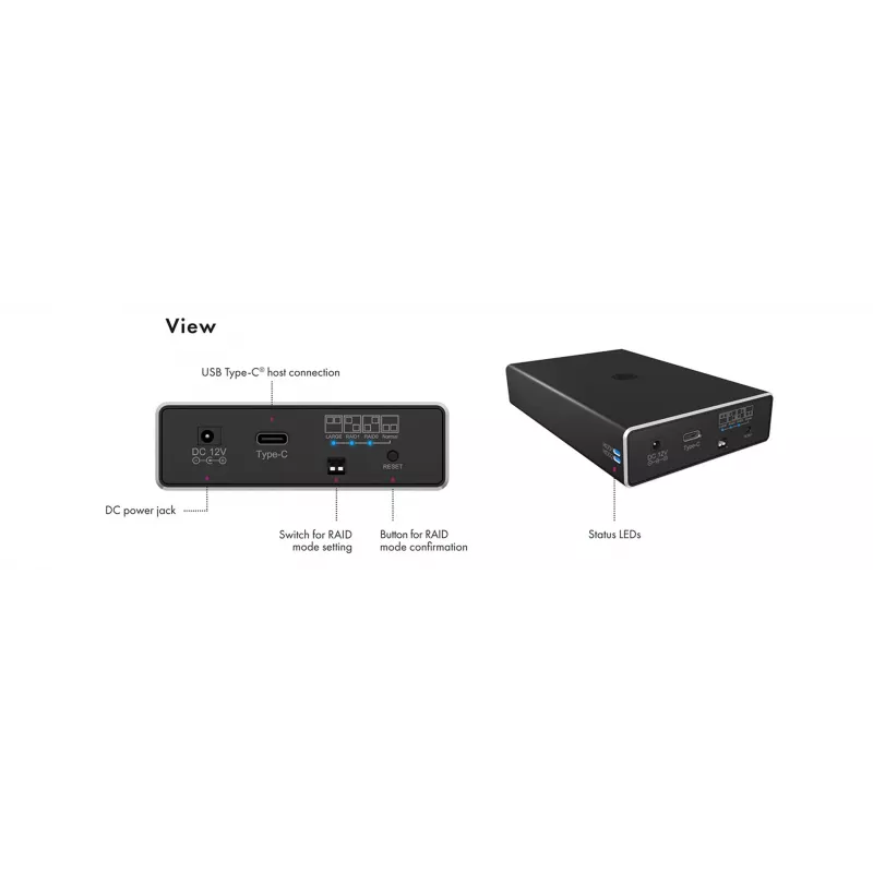 ICY BOX RAID dėklas 2x HDD/SSD USB 3.2 Gen 2 Type-C® / Type-A