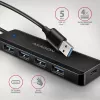 USB 3.2 kelioninis 4x USB-A 5Gbps stotelė Axagon HUE-C1A, USB-C maitinimo įvadas, 19 cm USB-A laidas
