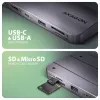 Axagon HMC-6GM2 USB 10Gbps šakotuvas USB-A USB-C HDMI M.2 SD/mSD PD 100W USB-C laidinis USB 3.2 Gen 2 (3.1 Gen 2) Type-C pilka