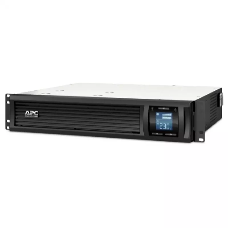 APC Smart-UPS C linijinis interaktyvus 2000VA, 2U stelažinis, 230V, 6x IEC C13, USB ir nuoseklioji sąsaja, AVR, grafinis LCD
