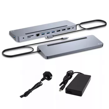 i-tec USB-C Metal Ergonomic 3x 4K Display Dock su 100 W įkrovimu ir 100 W įkrovikliu