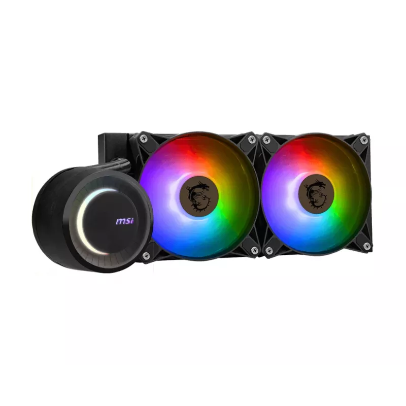 MSI MAG Coreliquid E240 skysčio aušinimo komplektas, 240 mm radiatorius, 2x 120 mm ventiliatoriai, juoda