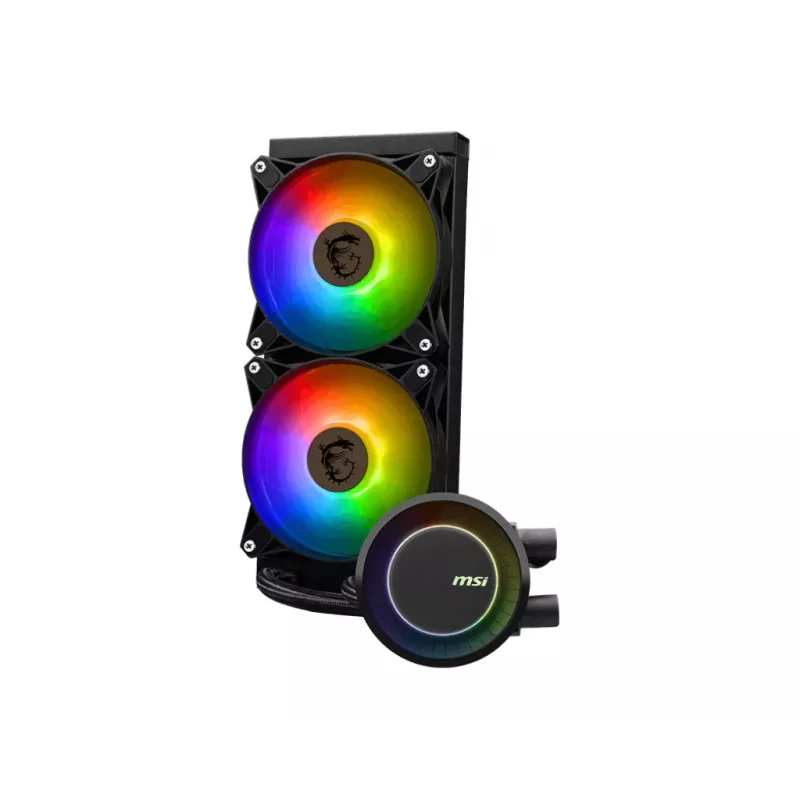 MSI MAG Coreliquid E240 skysčio aušinimo komplektas, 240 mm radiatorius, 2x 120 mm ventiliatoriai, juoda