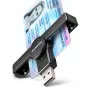 Axagon CRE-SMPA USB-A Smart / ID kortelių skaitytuvas PocketReader, USB 2.0, juodas, 13 g