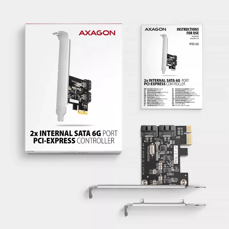 Vidinis SATA adapteris Axagon PCES-SJ2 PCIe 2 Gbit/s juodas