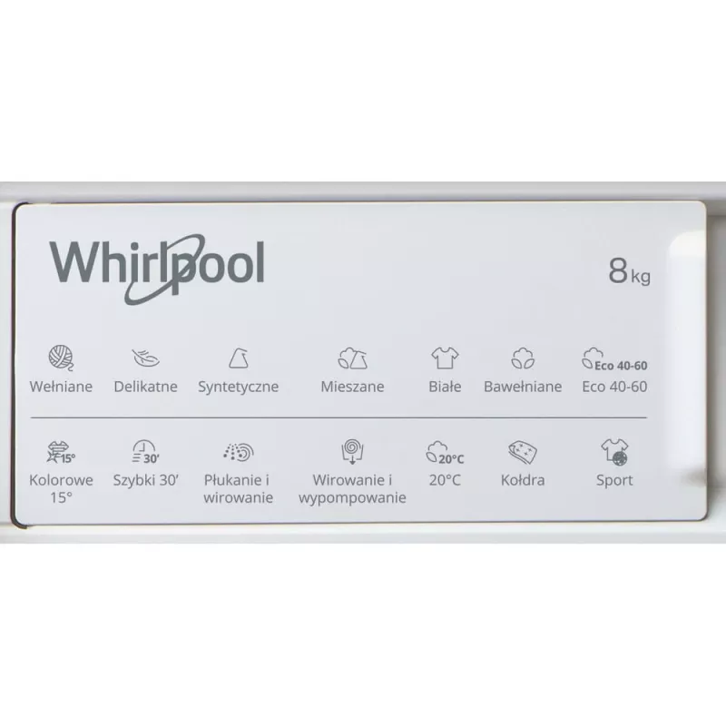 Įmontuojama skalbimo mašina Whirlpool BI WMWG 81485 PL, 8 kg, 1400 aps./min., balta