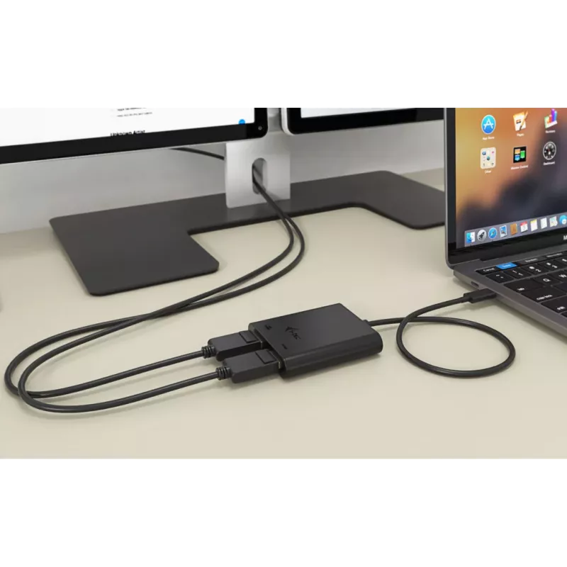 i-tec USB-C dvigubas 4K/60Hz (vienas 8K/30Hz) HDMI vaizdo adapteris