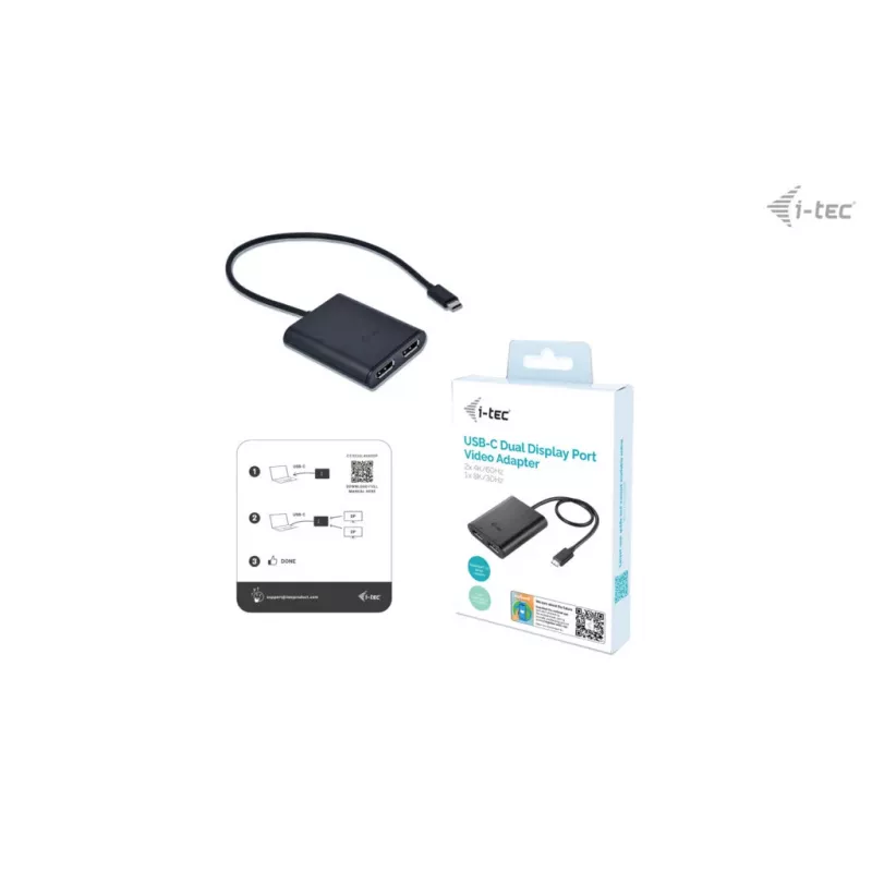 i-tec USB-C Dual 4K DisplayPort vaizdo adapteris