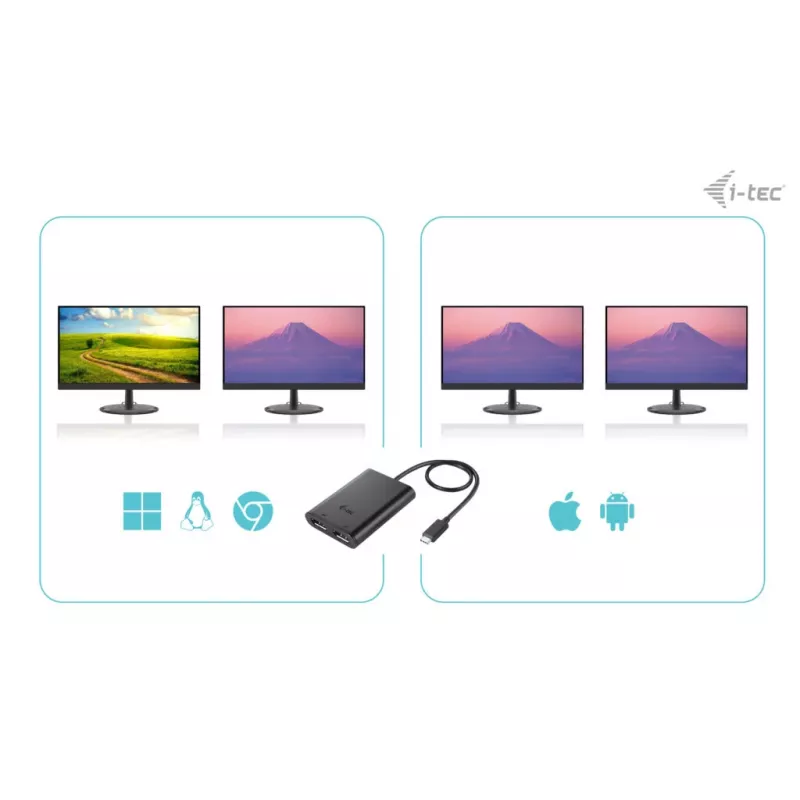 i-tec USB-C Dual 4K DisplayPort vaizdo adapteris