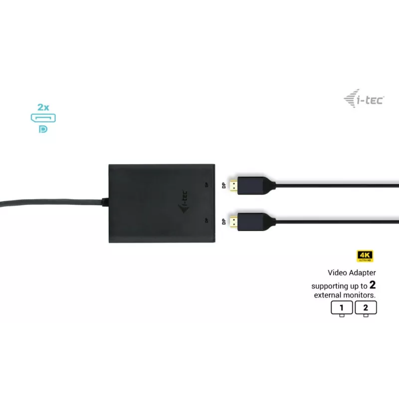 i-tec USB-C Dual 4K DisplayPort vaizdo adapteris