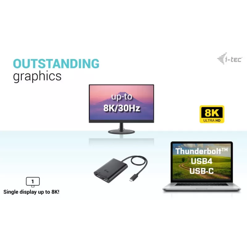i-tec USB-C Dual 4K DisplayPort vaizdo adapteris