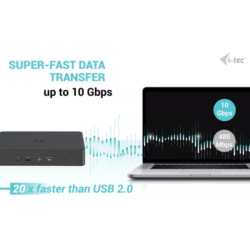 i-tec USB 3.0 / USB-C / Thunderbolt 3 profesionali dviejų 4K ekranų dokų stotis 2 karta + Power Delivery 100 W