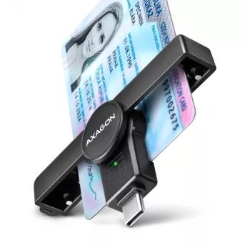 Axagon CRE-SMPC USB-C Smart kortų / ID kortelių skaitytuvas PocketReader, juodas