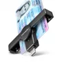 Axagon CRE-SMPC USB-C Smart kortų / ID kortelių skaitytuvas PocketReader, juodas