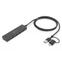 DIGITUS USB 3.0 4 prievadų plonas USB-C adapteriu 5Gbps 1m kabeliu