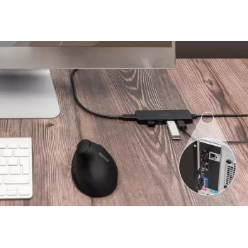 DIGITUS USB 3.0 4 prievadų plonas USB-C adapteriu 5Gbps 1m kabeliu