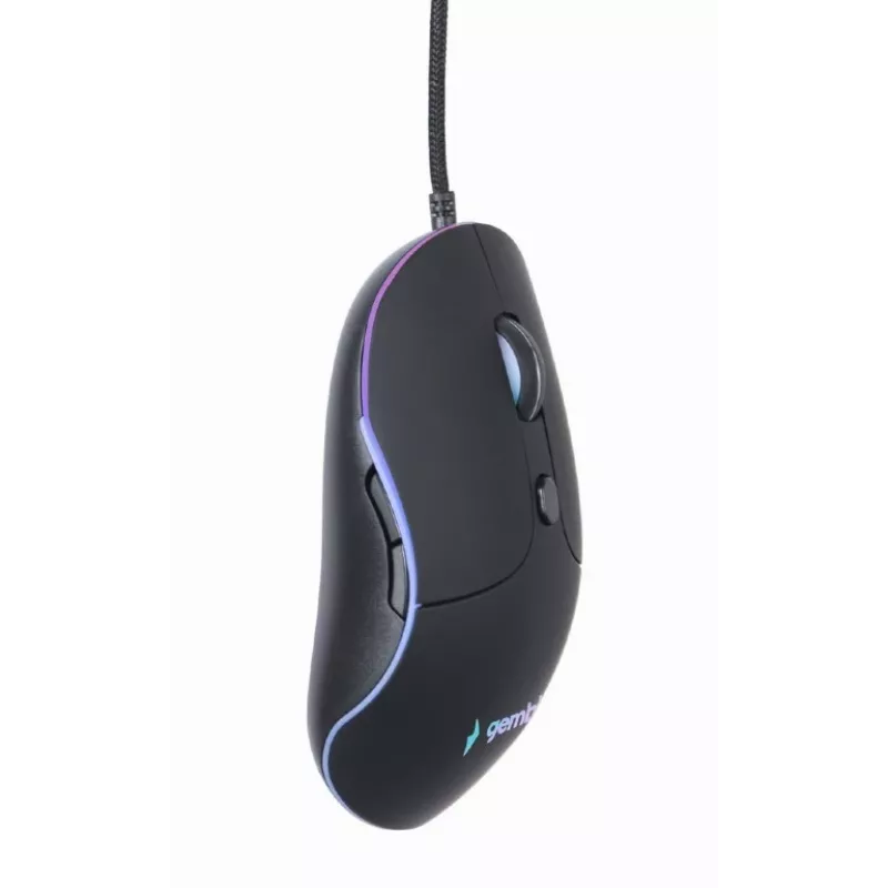 Laidinė USB žaidimų pelė GEMBIRD MUS-UL-02 – ambidekstrinė, 2400 DPI, 6 mygtukai, juoda