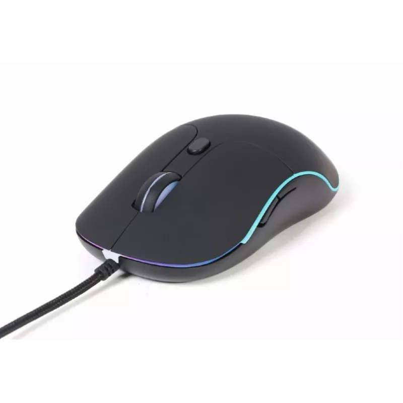 Laidinė USB žaidimų pelė GEMBIRD MUS-UL-02 – ambidekstrinė, 2400 DPI, 6 mygtukai, juoda