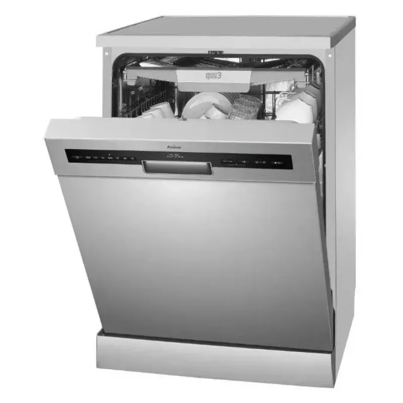 Laisvai pastatoma indaplovė AMICA DFM64C7EOQIH, 14 komplektų, Inox, 47 dB, energijos klasė C