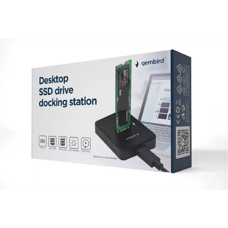 Gembird DD-U3M2 - SSD-Dockingstation - M.2 - M.2 Card (PCIe NVMe & SATA) - USB 3,2 (Gen 2) - Schwarz (DD-U3M2)