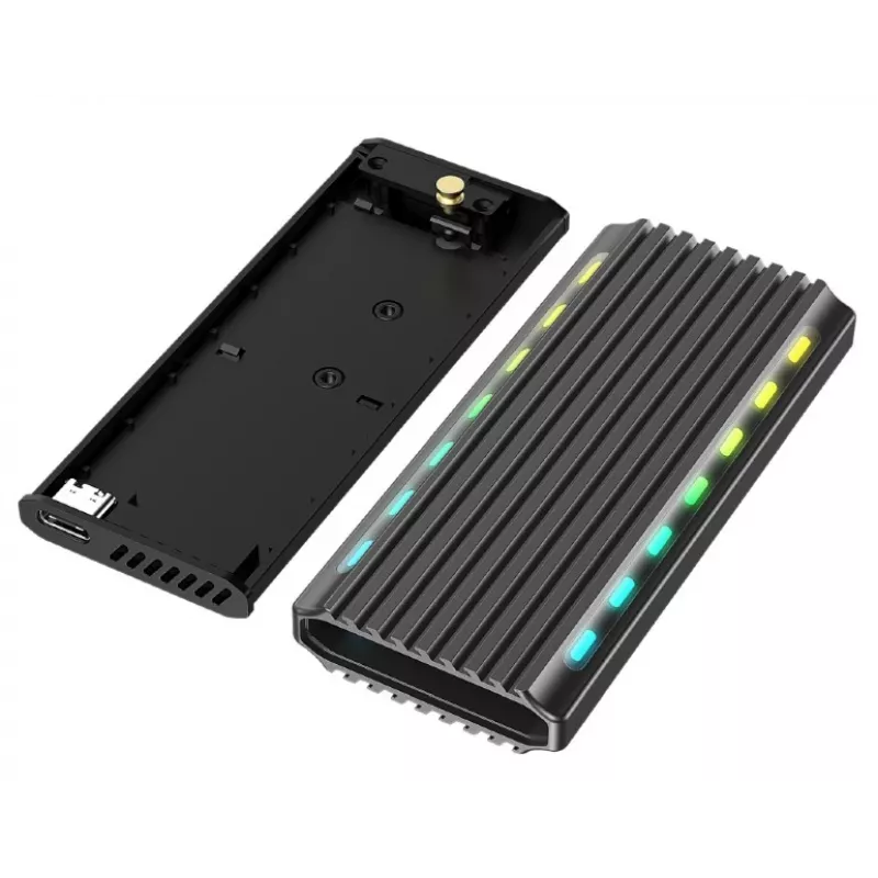 SSD dėklas GEMBIRD EE2280-U3C-03 juodas vienam M.2 diskui, USB 3.2 Gen 2 (10 Gbit/s), USB Type-C, aliuminis